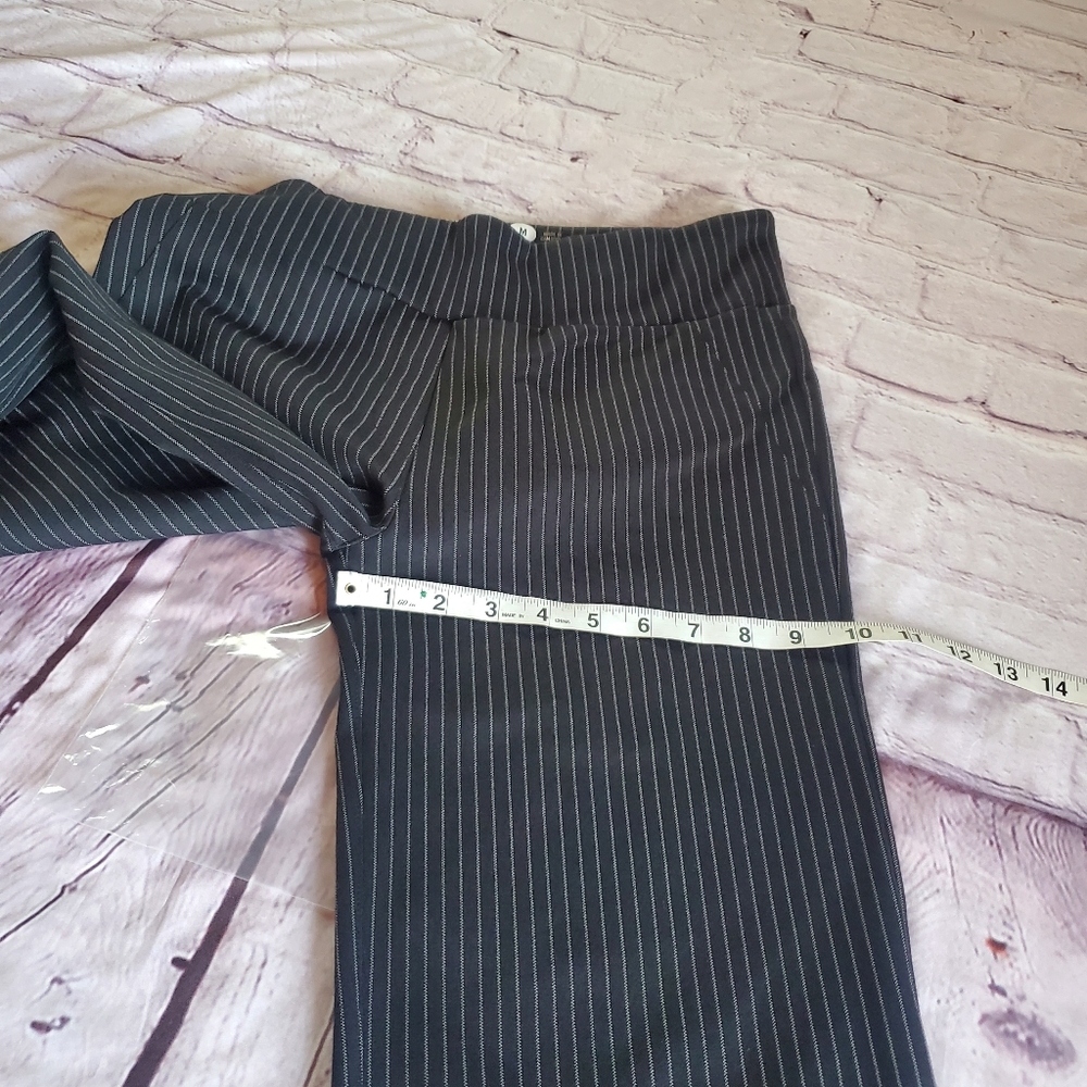 Betabrand Black Pinstripe Flare Yoga Pants Pull-on Stretchy Preppy Mid-rise Med - Picture 10 of 11